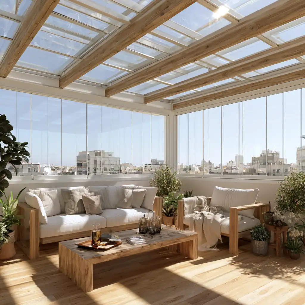 Ático de Jaén capital con terraza acristalada, techo de cristal y vistas a la ciudad